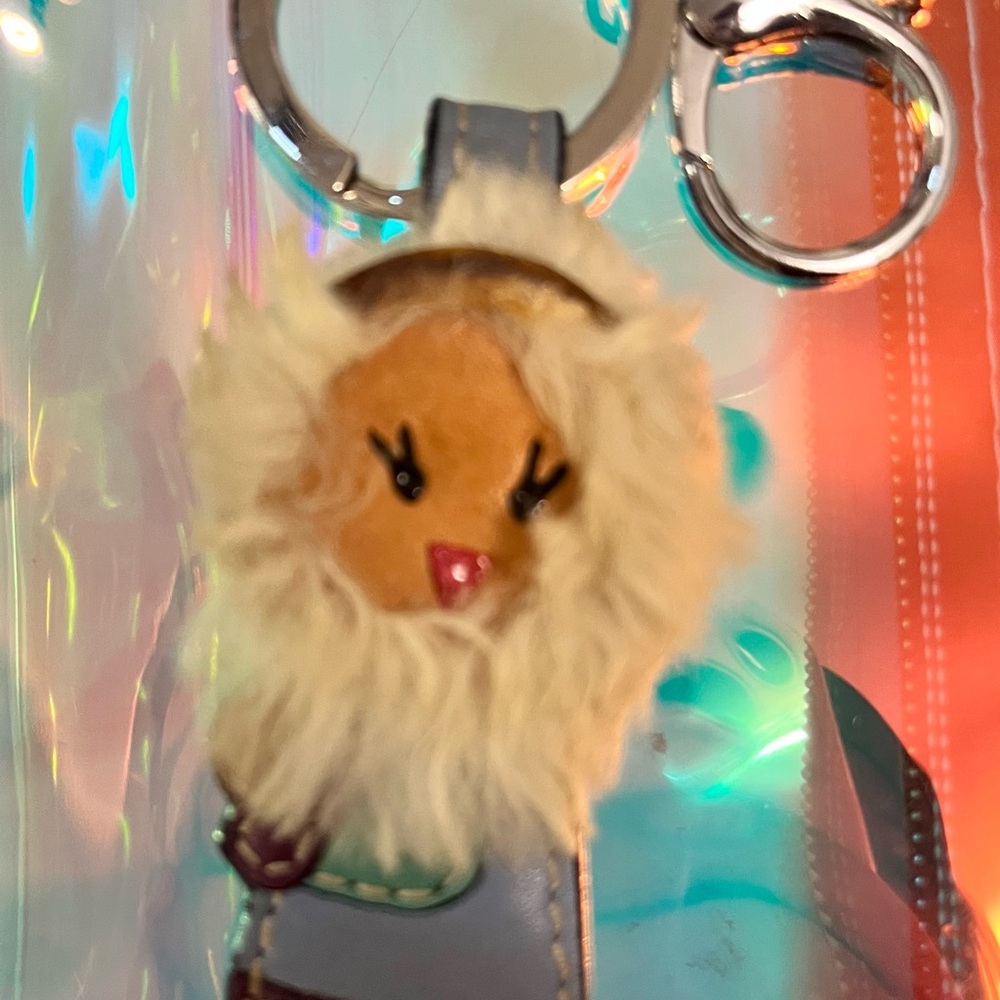 Coach Leather and Fur Eskimo Keychain/Key Fob - Picture 2 of 4